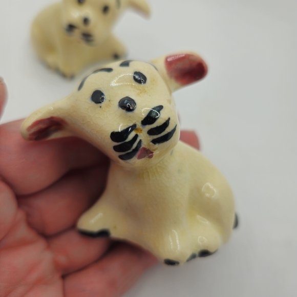 Vintage 1940s Kitschy Ceramic Black Offwhite Puppy Salt And Pepper Set - Picture 5 of 9